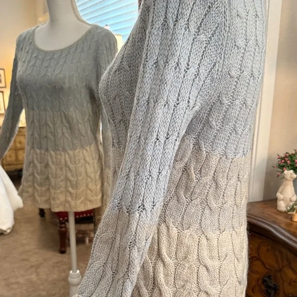 Sparrow Women's Cable Knit Sweater - Blue and Cream - Picture 6 of 13